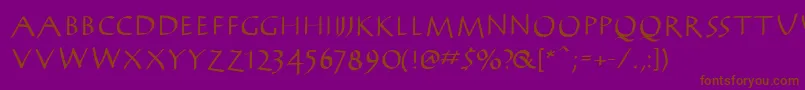 AntikwaBold-Schriftart – Braune Schriften auf violettem Hintergrund