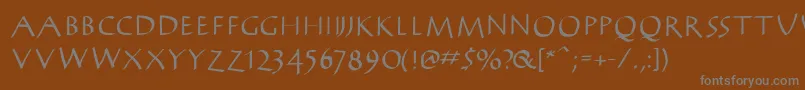AntikwaBold-fontti – harmaat kirjasimet ruskealla taustalla