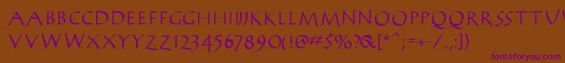 AntikwaBold-Schriftart – Violette Schriften auf braunem Hintergrund