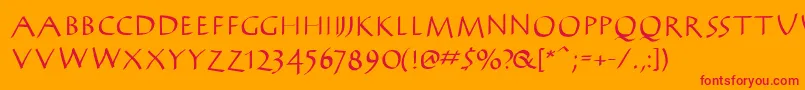 AntikwaBold-Schriftart – Rote Schriften auf orangefarbenem Hintergrund