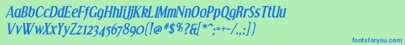 Effloresce Bolditalic Font – Blue Fonts on Green Background