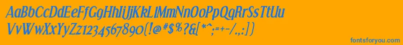 Effloresce Bolditalic Font – Blue Fonts on Orange Background