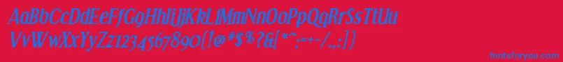 Effloresce Bolditalic Font – Blue Fonts on Red Background