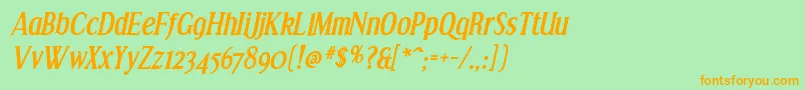 Effloresce Bolditalic Font – Orange Fonts on Green Background