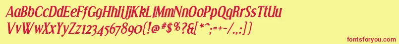 Effloresce Bolditalic Font – Red Fonts on Yellow Background