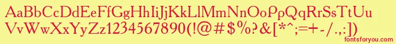 AcademyRegular Font – Red Fonts on Yellow Background