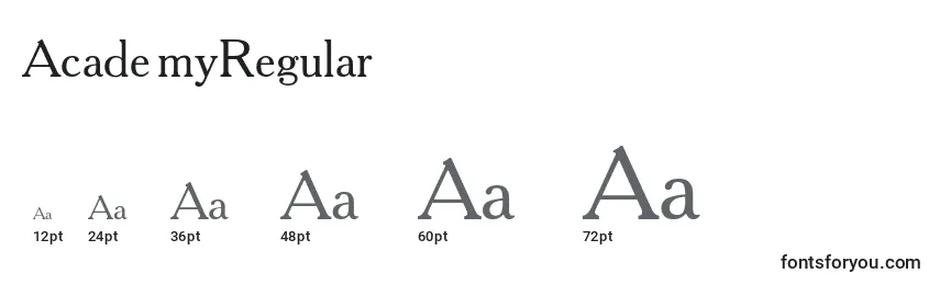AcademyRegular Font Sizes