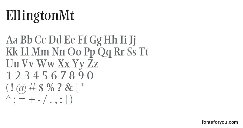 Czcionka EllingtonMt – alfabet, cyfry, specjalne znaki