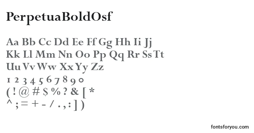 A fonte PerpetuaBoldOsf – alfabeto, números, caracteres especiais