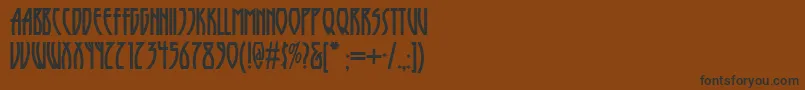 フォントRuny – 黒い文字が茶色の背景にあります