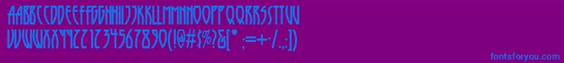 フォントRuny – 紫色の背景に青い文字