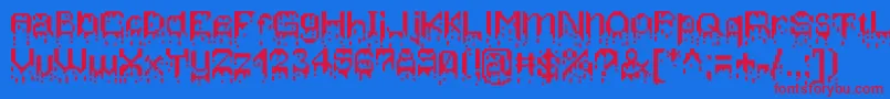 Bleedingpixels-Schriftart – Rote Schriften auf blauem Hintergrund