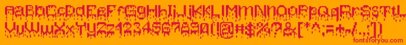 Fonte Bleedingpixels – fontes vermelhas em um fundo laranja