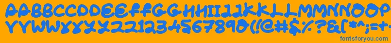 LoveTheFonts-Schriftart – Blaue Schriften auf orangefarbenem Hintergrund