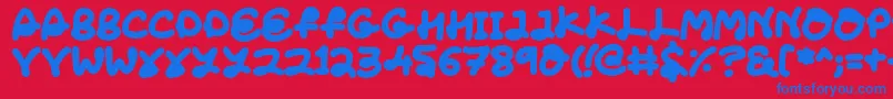 フォントLoveTheFonts – 赤い背景に青い文字