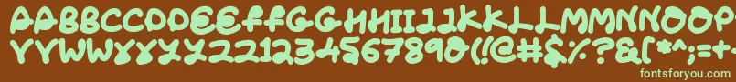 フォントLoveTheFonts – 緑色の文字が茶色の背景にあります。