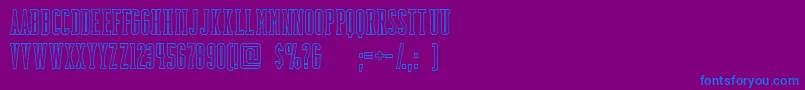 BackboardoutlineFreeForPersonalUseOnly-Schriftart – Blaue Schriften auf violettem Hintergrund