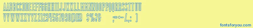 フォントBackboardoutlineFreeForPersonalUseOnly – 青い文字が黄色の背景にあります。