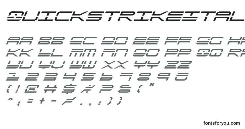 Schriftart QuickstrikeItalic – Alphabet, Zahlen, spezielle Symbole