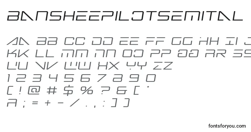 Шрифт Bansheepilotsemital – алфавит, цифры, специальные символы