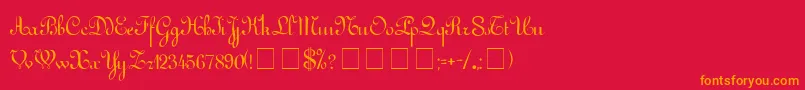 Fonte ArabescoScriptSsi – fontes laranjas em um fundo vermelho