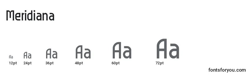 Размеры шрифта Meridiana