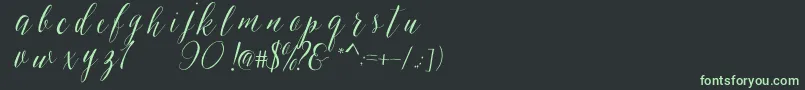 フォントSheilovaScript – 黒い背景に緑の文字