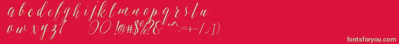 フォントSheilovaScript – 赤い背景に緑の文字