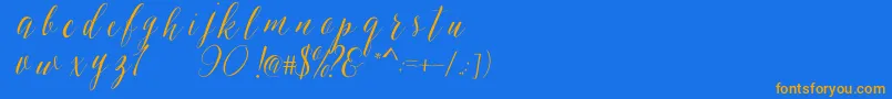 SheilovaScript Font – Orange Fonts on Blue Background