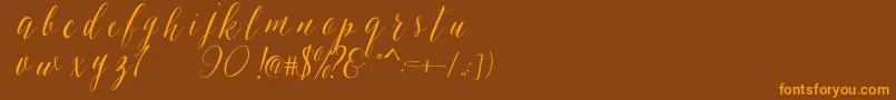 SheilovaScript Font – Orange Fonts on Brown Background