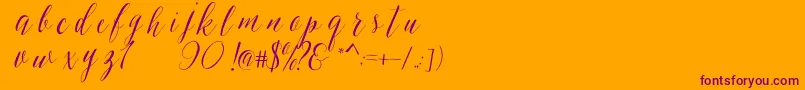 SheilovaScript-Schriftart – Violette Schriften auf orangefarbenem Hintergrund