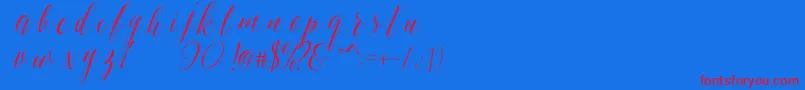 SheilovaScript Font – Red Fonts on Blue Background