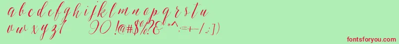 SheilovaScript Font – Red Fonts on Green Background