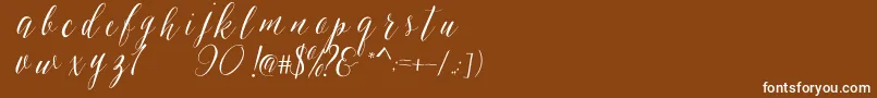 SheilovaScript-Schriftart – Weiße Schriften auf braunem Hintergrund