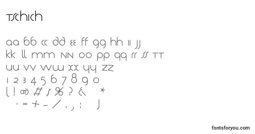 A fonte Tschich – alfabeto, números, caracteres especiais