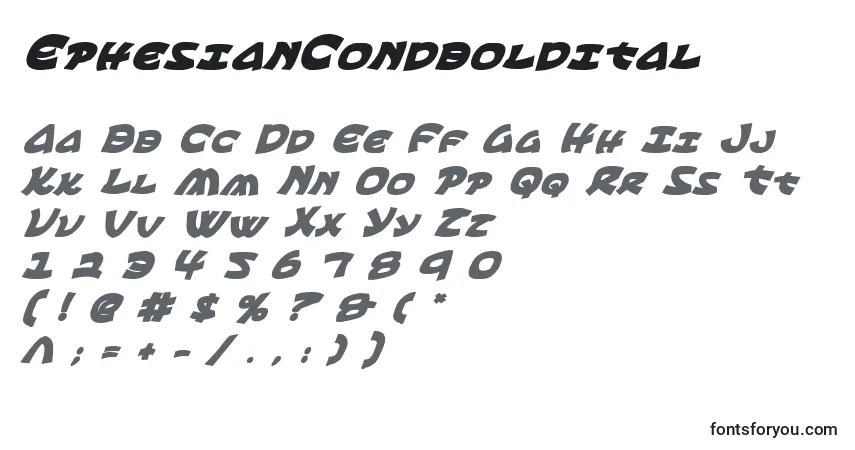 characters of ephesiancondboldital font, letter of ephesiancondboldital font, alphabet of  ephesiancondboldital font