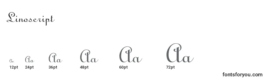sizes of linoscript font, linoscript sizes