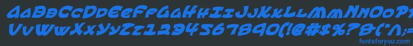 フォントEphesianCondboldital – 黒い背景に青い文字