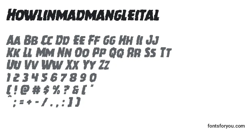A fonte Howlinmadmangleital – alfabeto, números, caracteres especiais