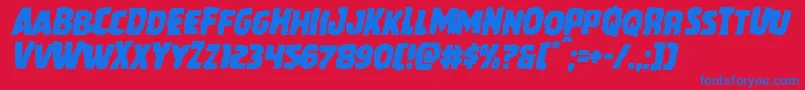 フォントHowlinmadmangleital – 赤い背景に青い文字