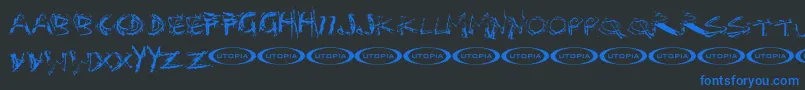 フォントDistortia – 黒い背景に青い文字