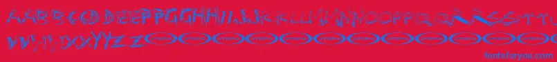 Distortia Font – Blue Fonts on Red Background
