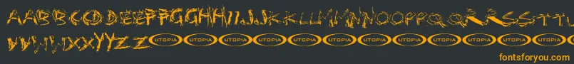 Distortia Font – Orange Fonts on Black Background