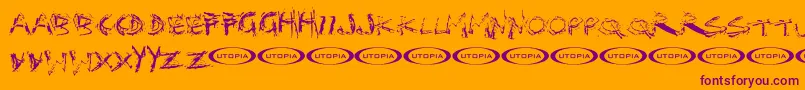 Police Distortia – polices violettes sur fond orange