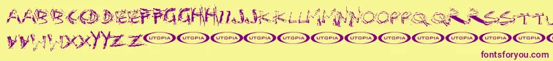 Distortia Font – Purple Fonts on Yellow Background