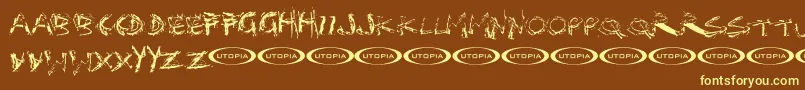 Distortia Font – Yellow Fonts on Brown Background
