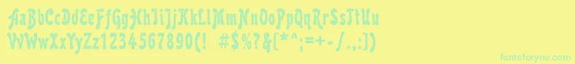フォントKarollaatt – 黄色い背景に緑の文字