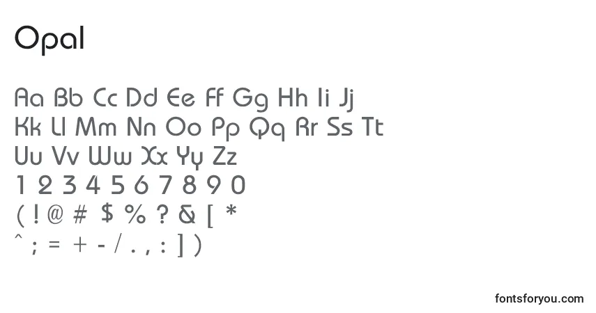 Fuente Opal - alfabeto, números, caracteres especiales