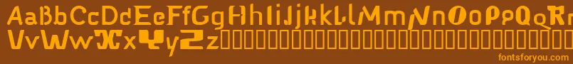 Babelfish1-Schriftart – Orangefarbene Schriften auf braunem Hintergrund