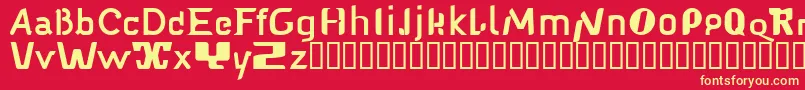 Babelfish1-fontti – keltaiset fontit punaisella taustalla